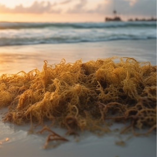 Sea moss on the ocean bed , beach. Sea moss in its natural form