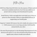Product description for Black Seed Oil detailing benefits and properties