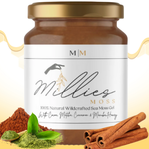 Jar of Sea Moss Gel Infused Cocoa, Matcha, Cinnamon and Honey