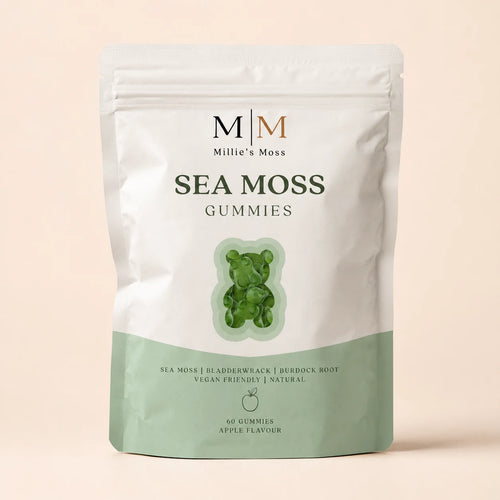 Millie’s Moss Apple Sea Moss Gummies one-pack pouch front packshotMillie’s Moss Apple Sea Moss Gummies one-pack pouch front packshot