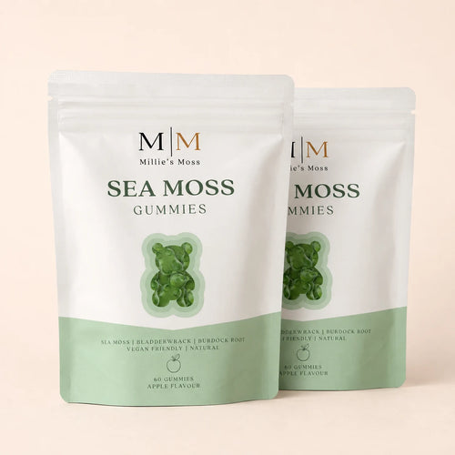 Two-pack bundle of Millie’s Moss Apple Sea Moss Gummies pouches