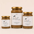 Millie’s Moss Cocoa, Matcha & Cinnamon Infused Sea Moss Gel in 300ml, 500ml and 720ml jar sizes.