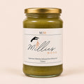 Millie’s Moss Japanese Matcha Infused Sea Moss Gel 720ml jar on a warm off-white background.