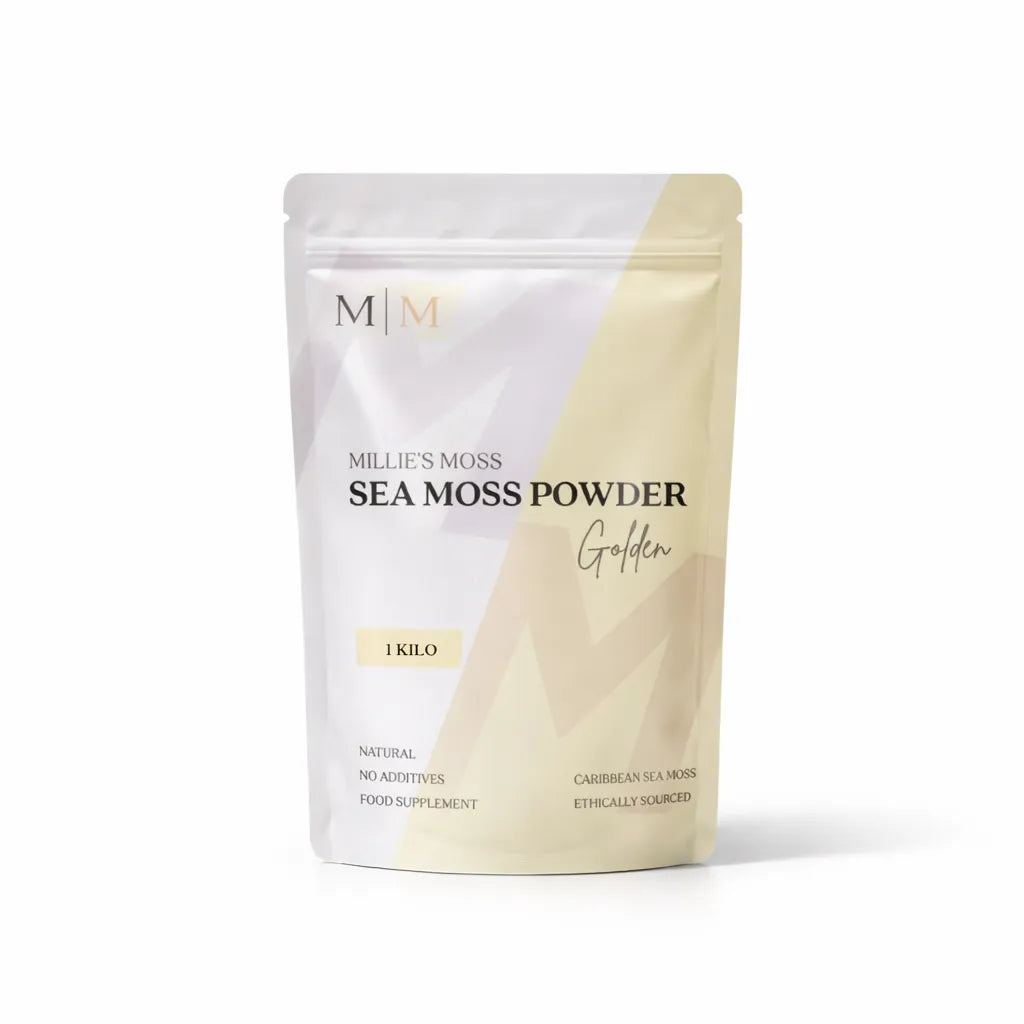 Millies Moss golden sea moss powder 1kg pouch Caribbean wildcrafted sea moss supplement with no additives