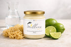 Millies sea moss gel jar with raw sea moss, lime and water