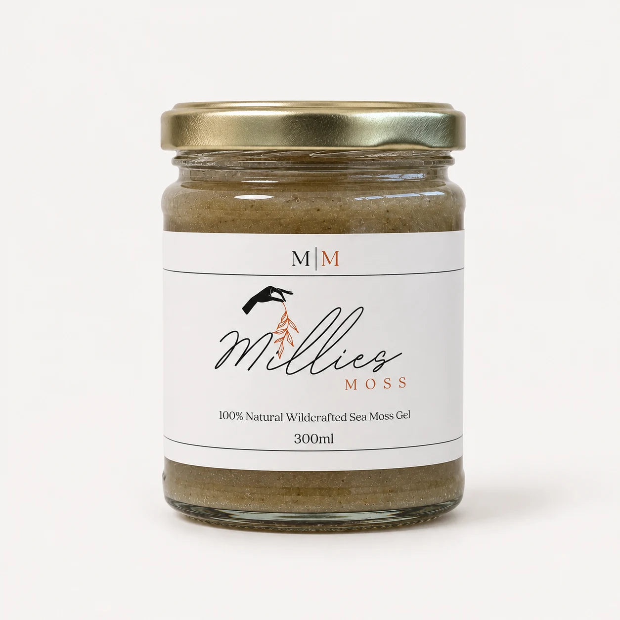 Millie's Moss Bladderwrack & Burdock Root Infused Sea Moss Gel 300ml glass jar