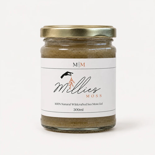 Millie's Moss Bladderwrack & Burdock Root Infused Sea Moss Gel 300ml glass jar