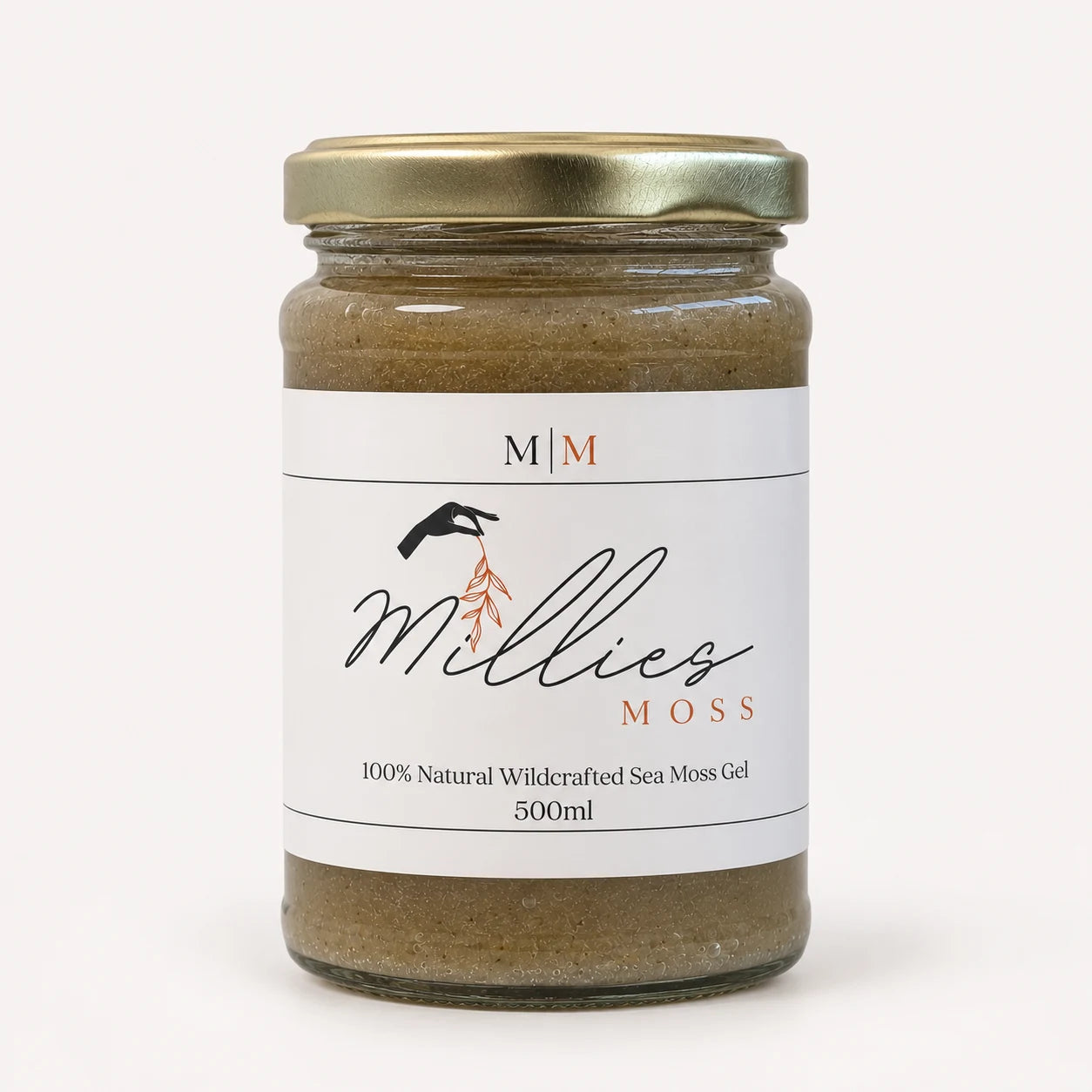 Millie's Moss Bladderwrack & Burdock Root Infused Sea Moss Gel 500ml glass jar