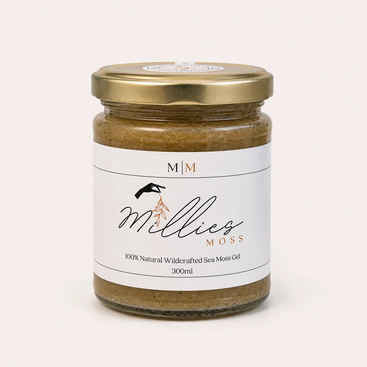 Millie's Moss Bladderwrack Infused Sea Moss Gel 300ml glass jar