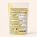 Back of Millie’s Moss Golden Sea Moss Capsules pouch showing directions, storage, ingredients, nutritional information and barcode.