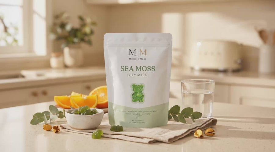 Product video for Millie's Moss Apple Sea Moss Gummies