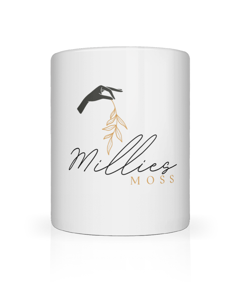 Millie's Moss White Ceramic Coffee, Tea Mug 11oz / 313 ml