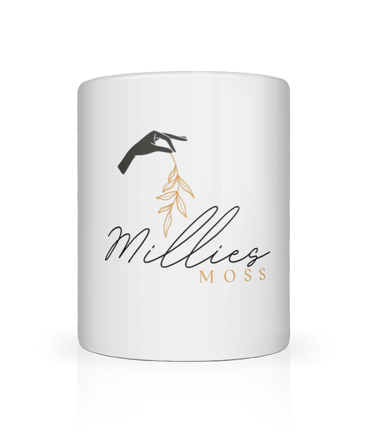 Millie's Moss White Ceramic Coffee, Tea Mug 11oz / 313 ml
